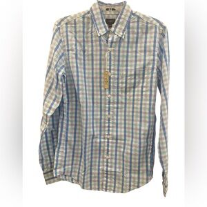 J.CREW Button Down Shirt Mens Slim Blue Plaid Cotton Long Sleeve size S NWT